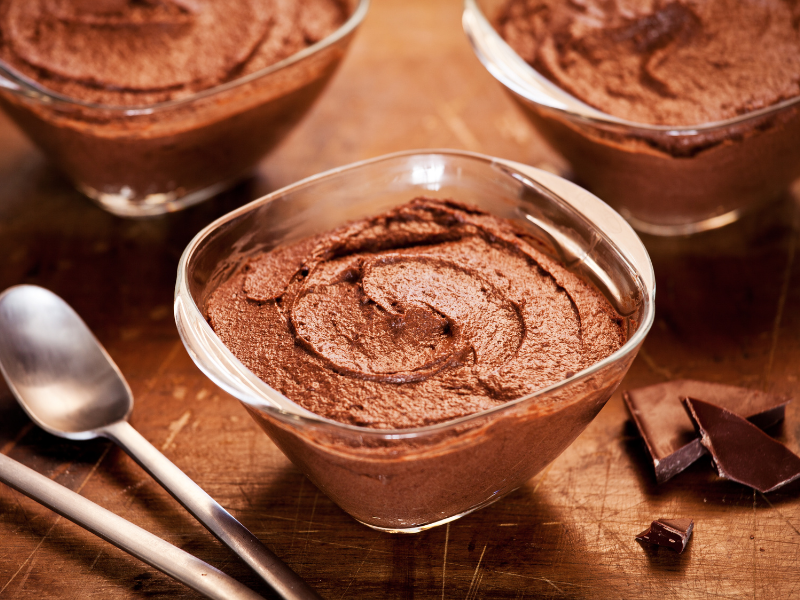 serving of cacao chocolate mousse 