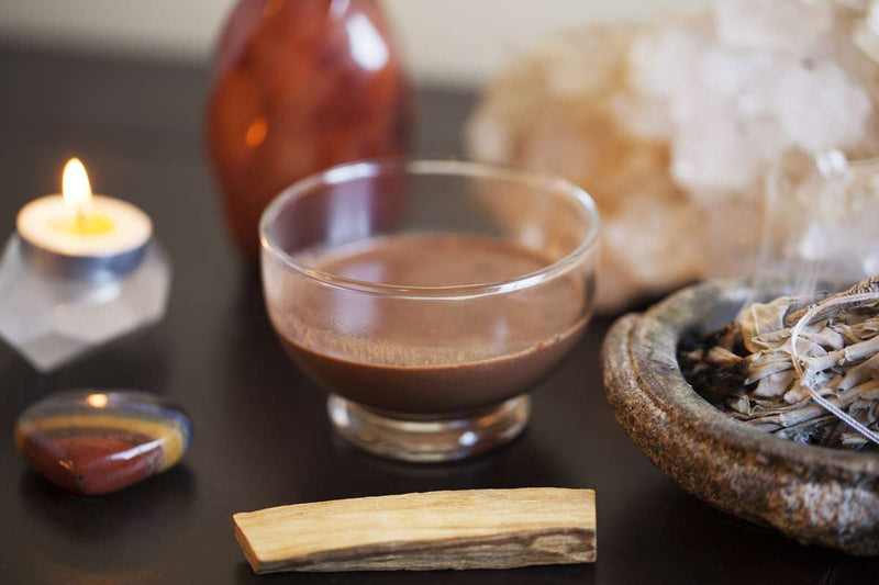 ceremonial cacao drink with chili powder and sage